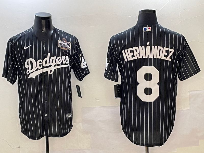 Men Los Angeles Dodgers #8 Hernandez Black Stripe Jointly Name 2025 Nike MLB Jersey style 4->los angeles dodgers->MLB Jersey